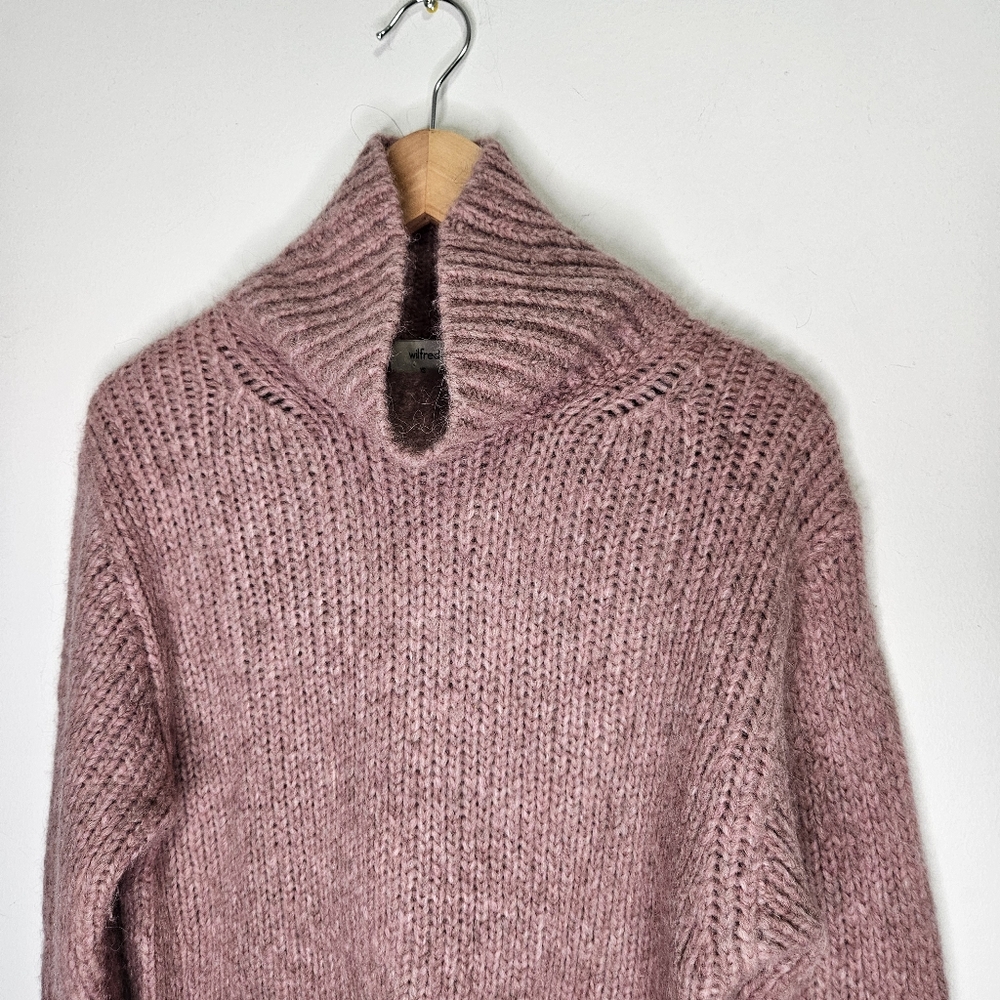 Aritzia Wilfred Alpaca Turtleneck Sweater Sz XS Dusty Pink Chunky knit Oversize - Picture 2 of 9